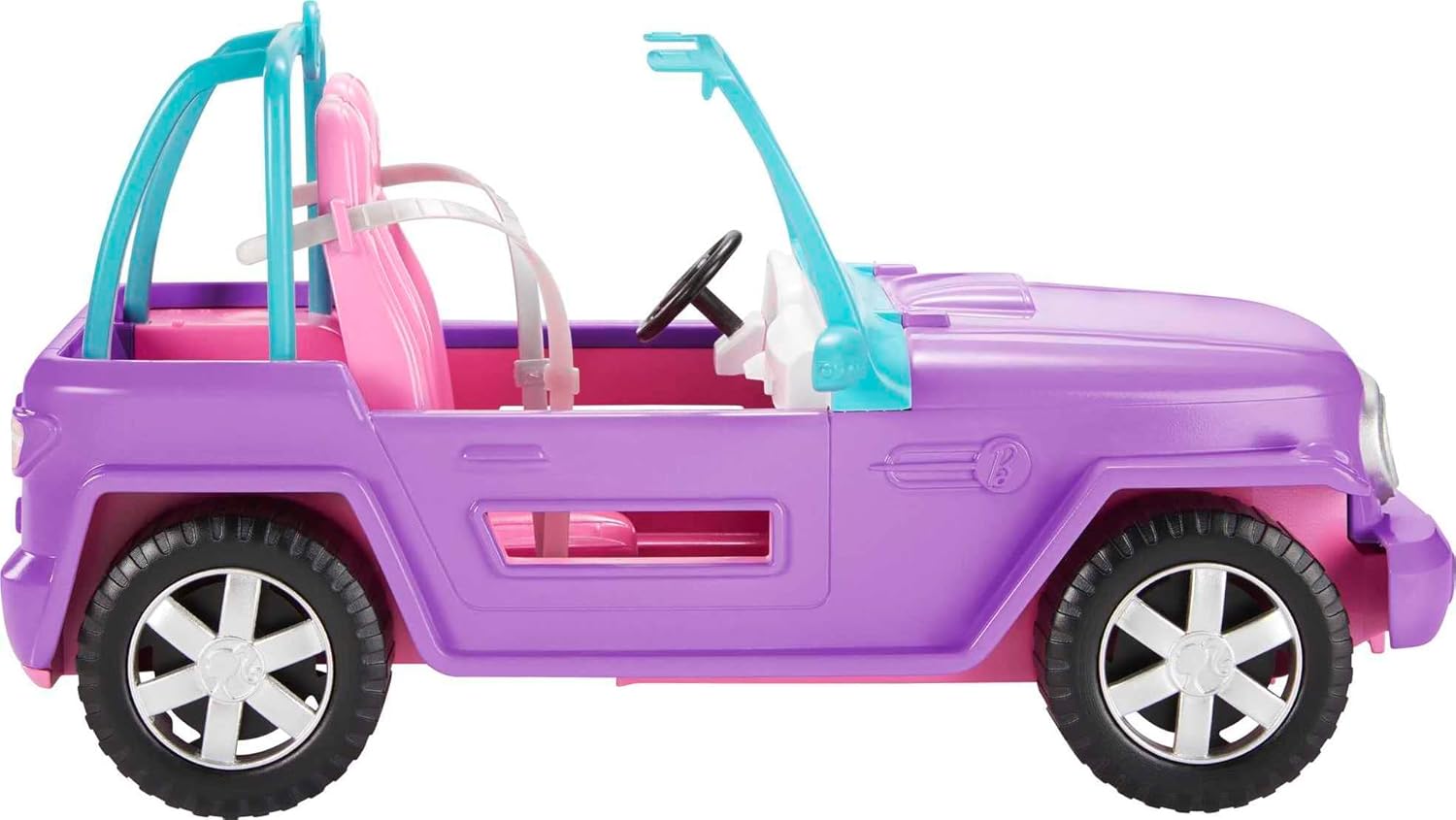 Barbie Véhicule tout-terrain violet avec sièges roses, roues roulantes, 3 à 7 ans